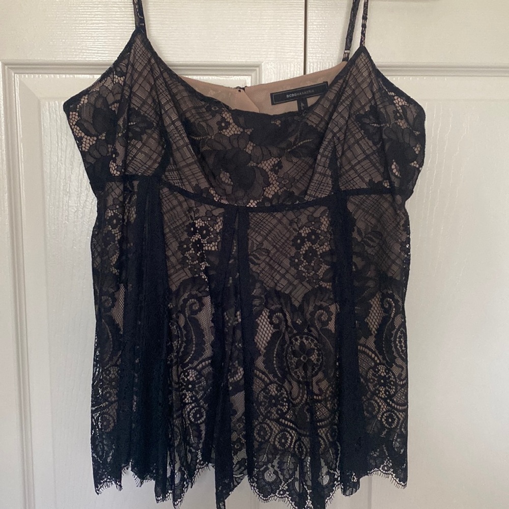 Black lace and tan BCBG tank top size L